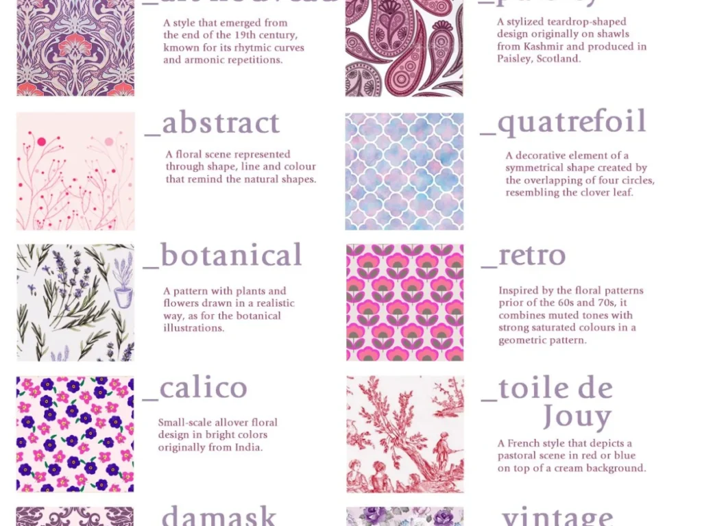 Flower Patterns Vocabulary — illustrated for this guide