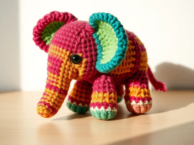 Image showing colorful crochet elephant figurine