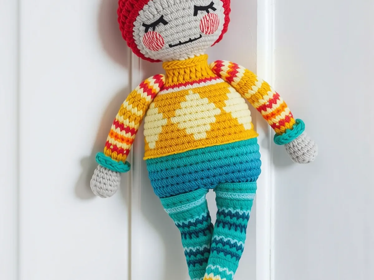 Image showing Colorful crocheted doll