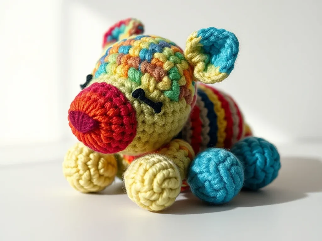 Image showing Colorful crocheted animal figurine