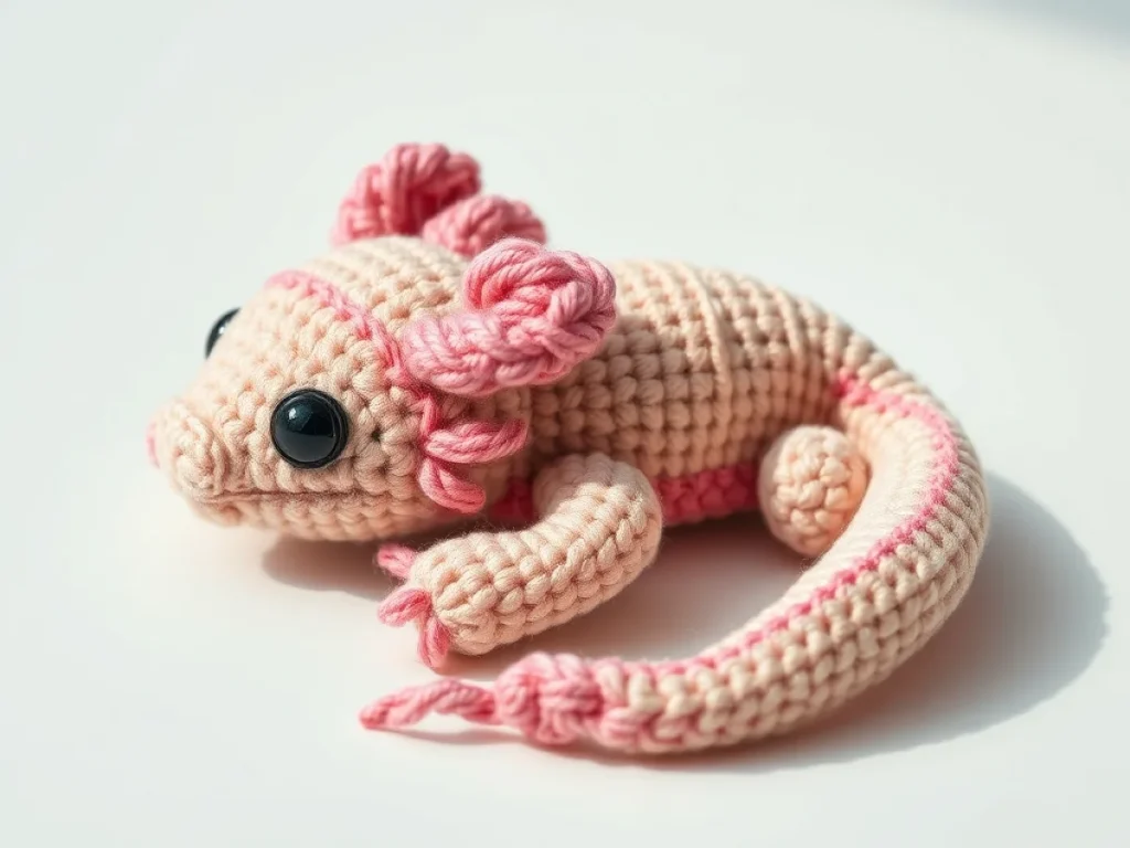 Image showing Handmade crochet axolotl snuggler