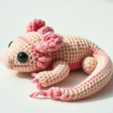 Image showing Handmade crochet axolotl snuggler