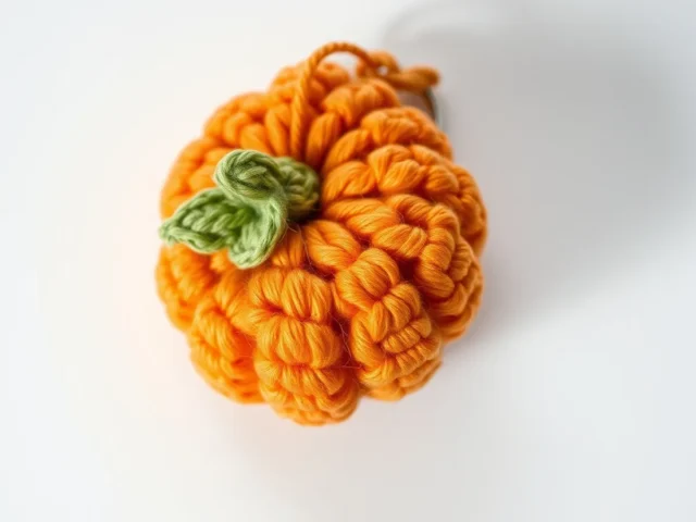 Image showing Make an adorable crochet pumpkin keychain
