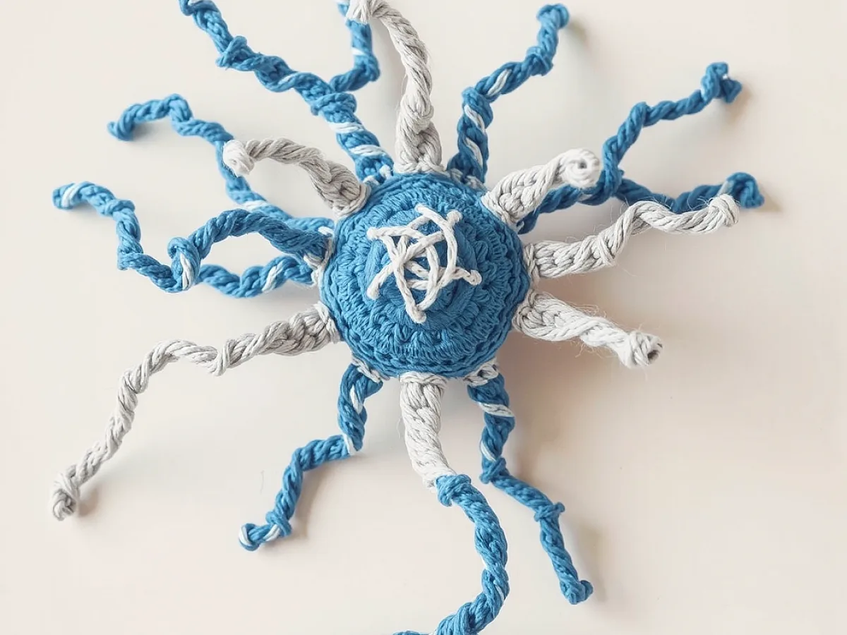 Image showing Crocheted neuron with dendrites and axon