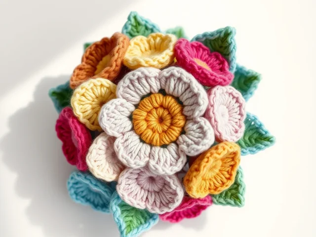 Image showing handcrafted crochet flower bouquet