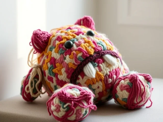 Image showing jumbo scrap yarn plushie monster