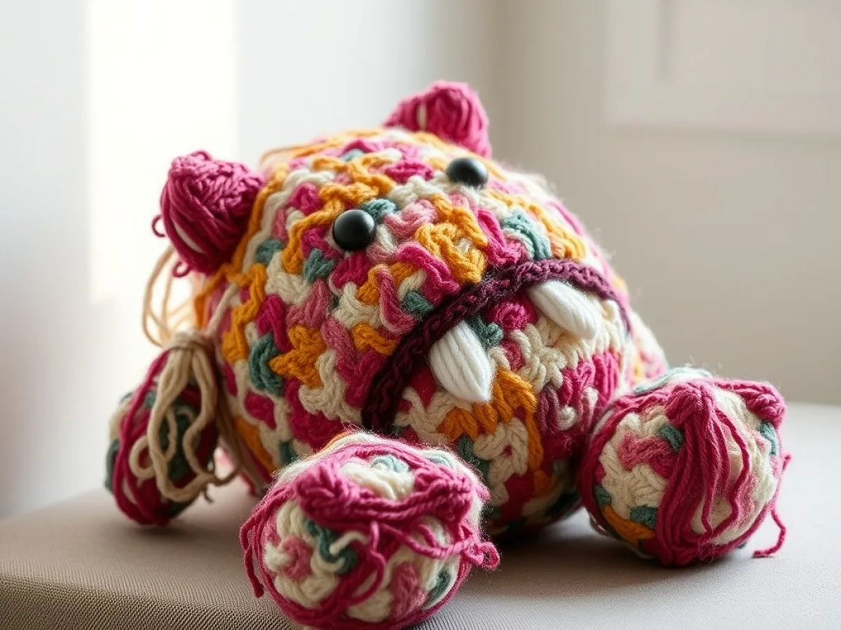 Image showing jumbo scrap yarn plushie monster