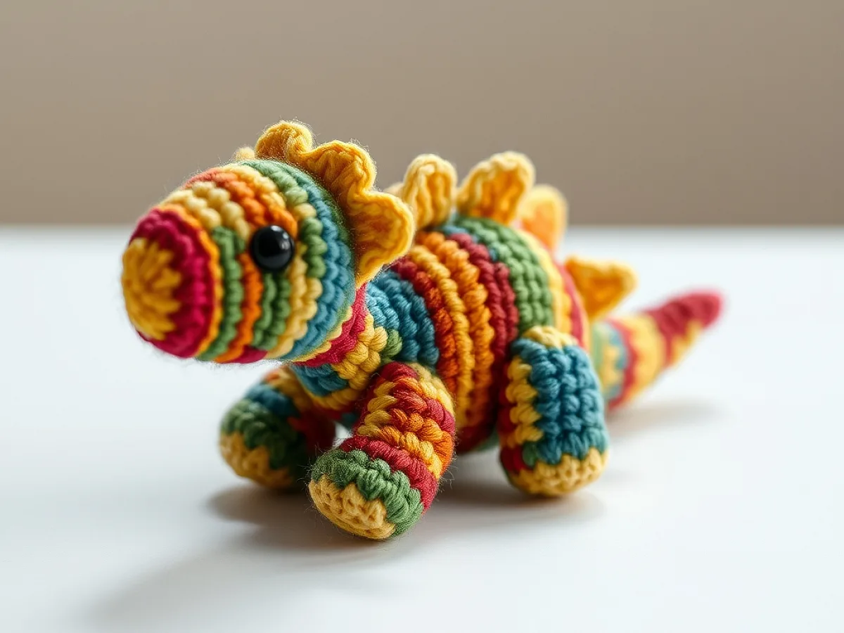Image showing Micro Crochet Colorful Dinosaur