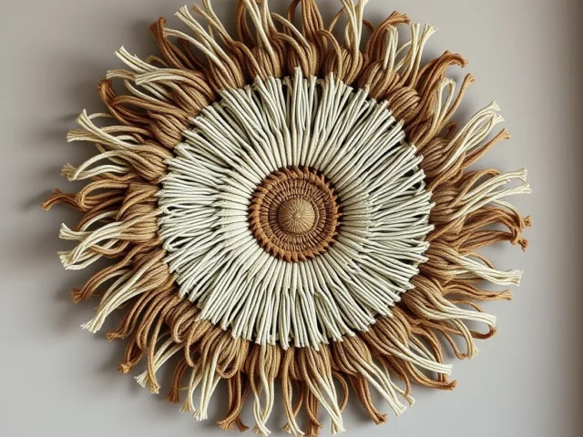 Image showing Organic Woven Fiber Art Wall Sculpture